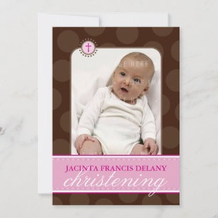 Invitation PHOTO CHRISTENING INVITATIONS: polkadot 3P