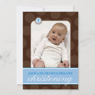 Invitation PHOTO CHRISTENING INVITATIONS: polkadot 6P