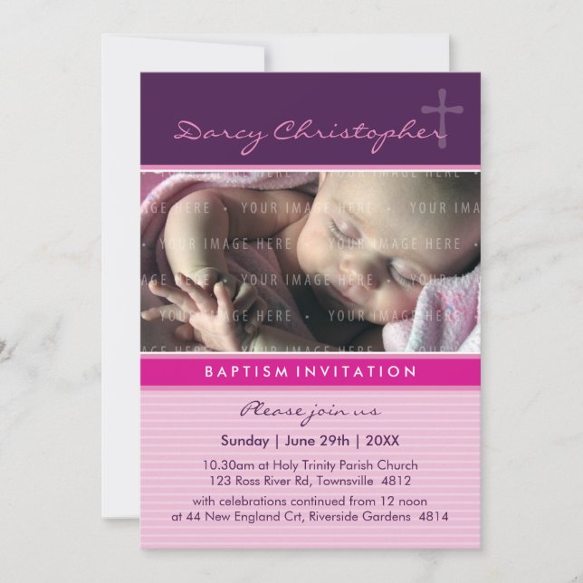 Invitation PHOTO CHRISTENING INVITES : faith 3P (Devant)