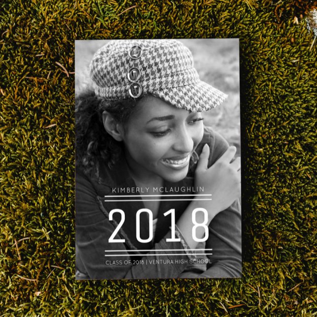 Invitation photo classique de la graduation Preppy (Classic Preppy Graduation Photo Invite - White)