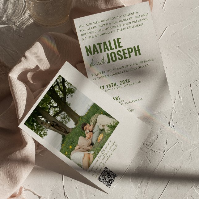 Invitation Photo Classy Bright Colorful Code QR Mariage (Créateur téléchargé)