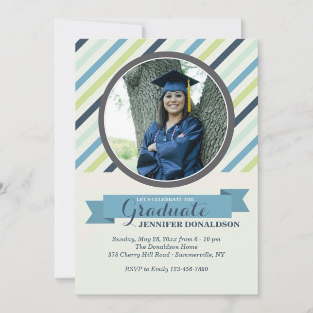 Invitation photo Classy Stripe (Devant)