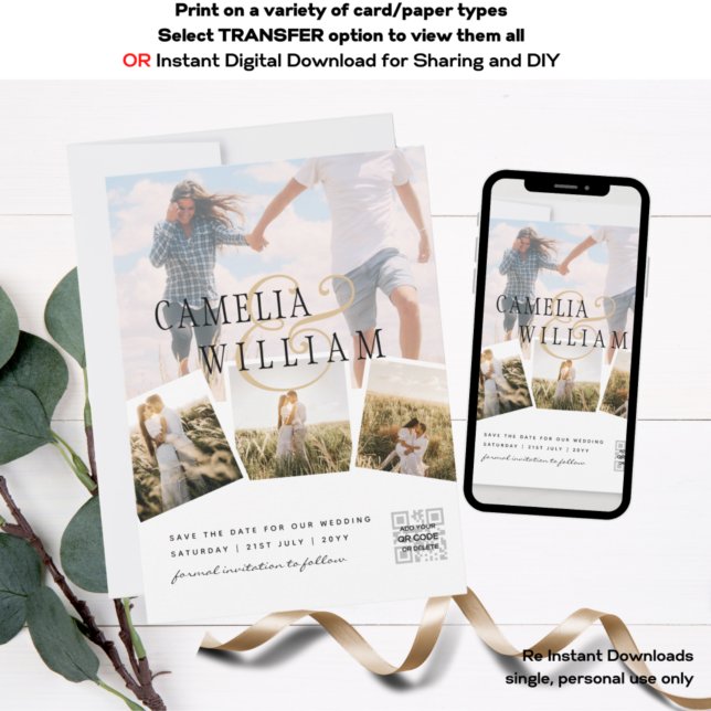 Invitation Photo Collage blanc Impression ou Mariage numériqu (Créateur téléchargé)