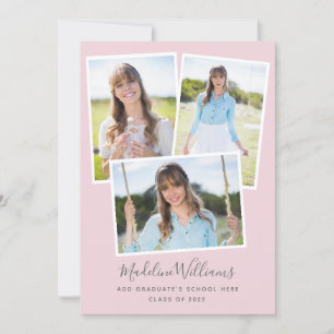 Invitation Photo Collage Blush Pink Graduation Party