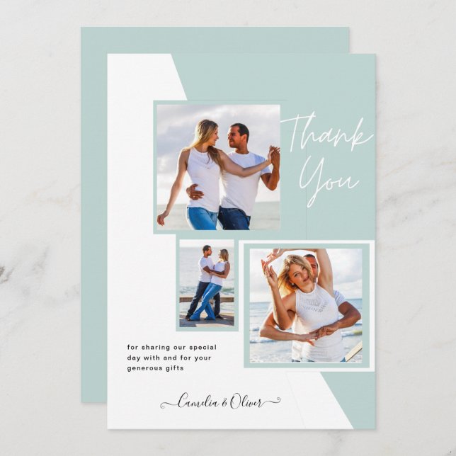 Invitation Photo Collage MERCI Mariage/bébé/diplômé/TOUT (Devant / Derrière)