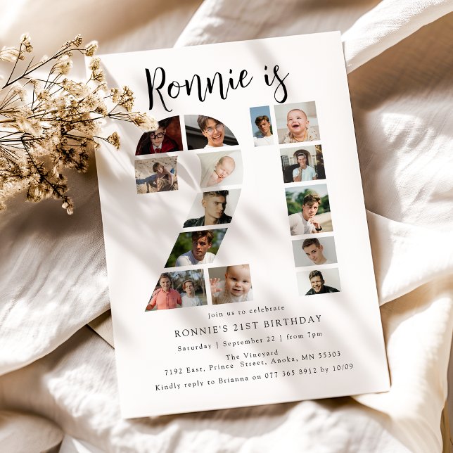 Invitation photo collage numéro 21 pour une fête d (Créateur téléchargé)
