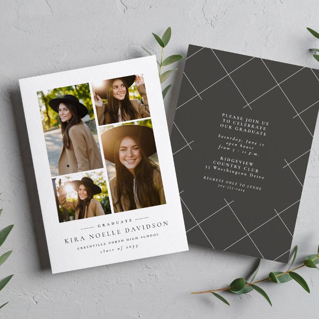 Invitation Photo collage simple fête de graduation (Créateur téléchargé)