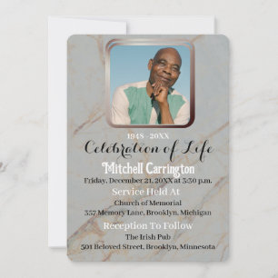 Invitation Photo commémorative unique moderne en marbre gris