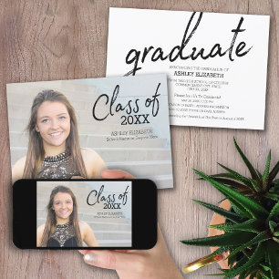 Invitation Photo Complète Moderne Graduation Photo Annonce Fê