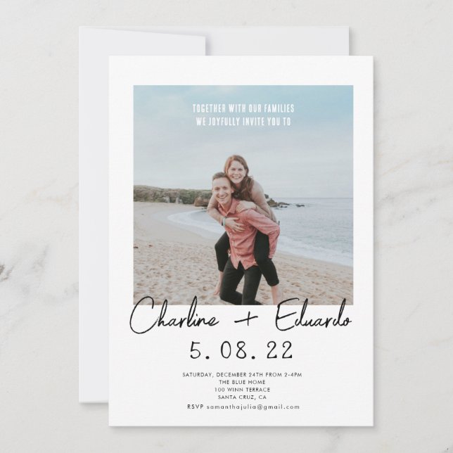 Invitation Photo contemporaine Mariage en lettres (Devant)