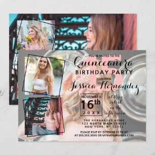 Invitation Photo Cool moderne Collage Sweet Quinceañera