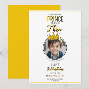 Invitation Photo Couronne blanche et jaune mignonne Anniversa
