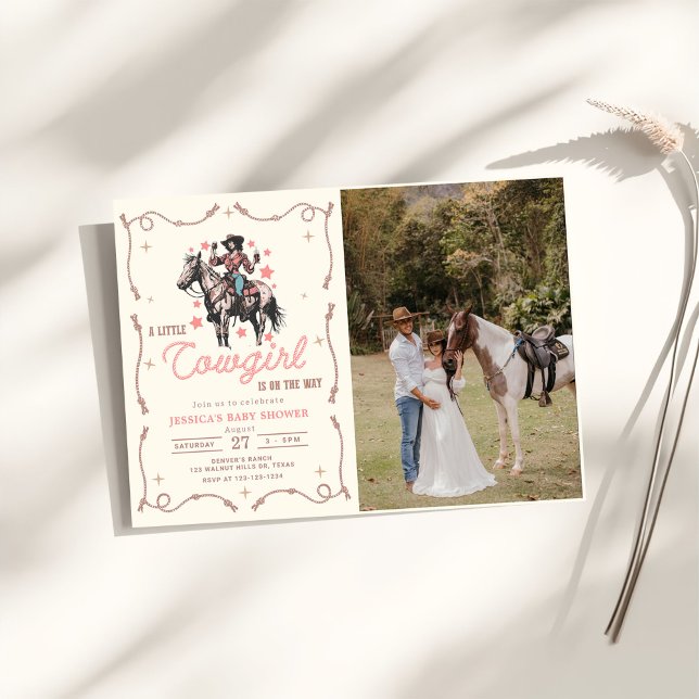 Invitation Photo Cowgirl Western Baby shower (Créateur téléchargé)