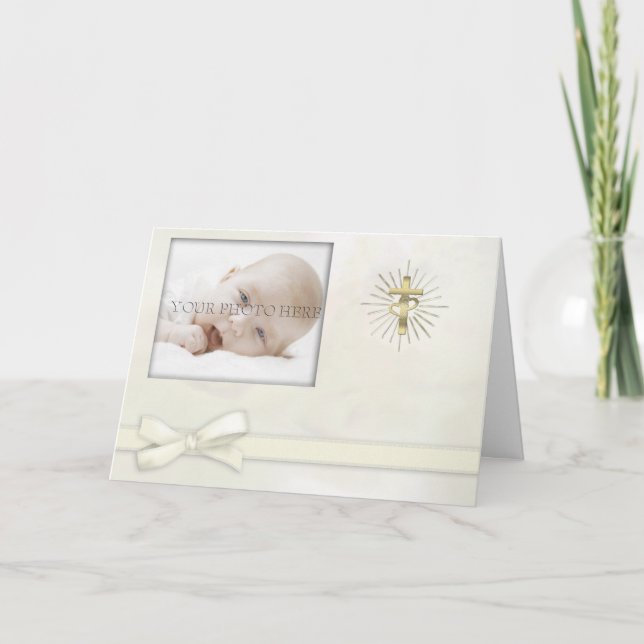 Invitation photo Cream Christening (Devant)