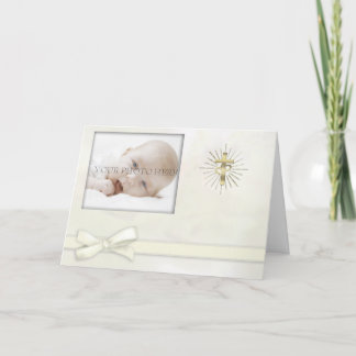 Invitation photo Cream Christening