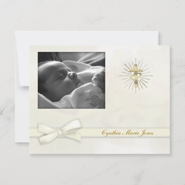 Invitation photo Creamy Pastel Christening (Devant)