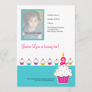 Invitation photo Cupcake, fête d'anniversaire