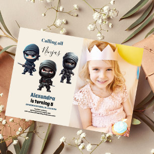 Invitation Photo Cute Ninja Warrior Anniversaire de enfant Pa