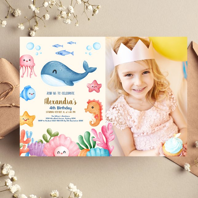 Invitation Photo Cute Under the Sea Anniversaire (Créateur téléchargé)