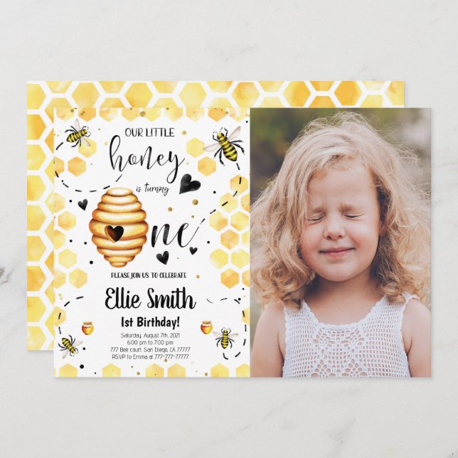 Invitation photo d'abeilles (Devant / Derrière)