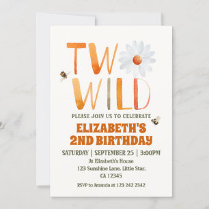 Invitation Photo Daisy Two Wild 2ND Birthday Girl