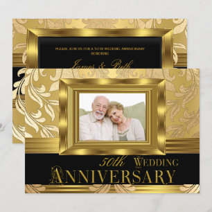 Invitation Photo damas or 50 ans de mariage