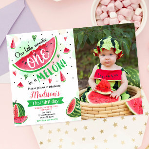 Invitation Photo d'anniversaire 1 an Pastèque Une sur un Melo