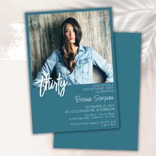Invitation photo d'anniversaire 30 ans couleur sar