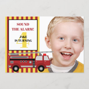 Invitation Photo d'anniversaire 4 ans d'enfant avec camion de