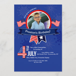 Invitation photo d'anniversaire 4 juillet