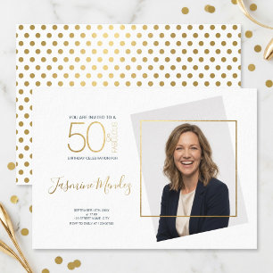 Invitation Photo d'anniversaire 50 ans et Fabuleux en pois do