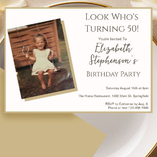 Invitation photo d'anniversaire 50 ans minimaliste