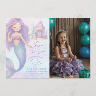 Invitation Photo d'anniversaire 5 ans de sirène sous la mer v