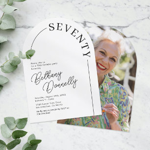 Invitation Photo d'anniversaire 70 ans adulte Arc moderne