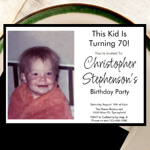 Invitation photo d'anniversaire 70 ans minimaliste