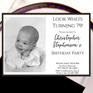 Invitation photo d'anniversaire 79 ans minimaliste