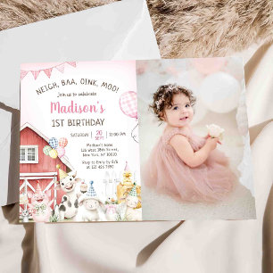 Invitation photo d'anniversaire avec des animaux d