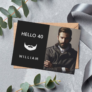 Invitation Photo d'anniversaire barbe blanche noire