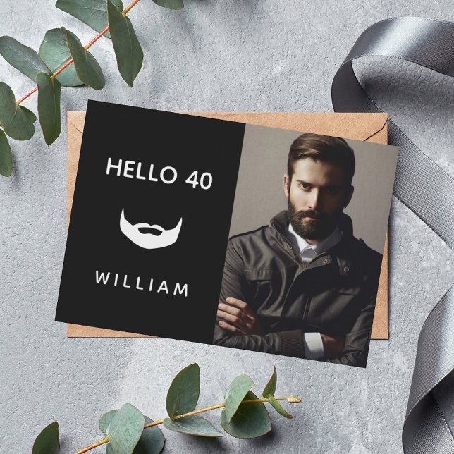 Invitation Photo d'anniversaire barbe blanche noire (Créateur téléchargé)