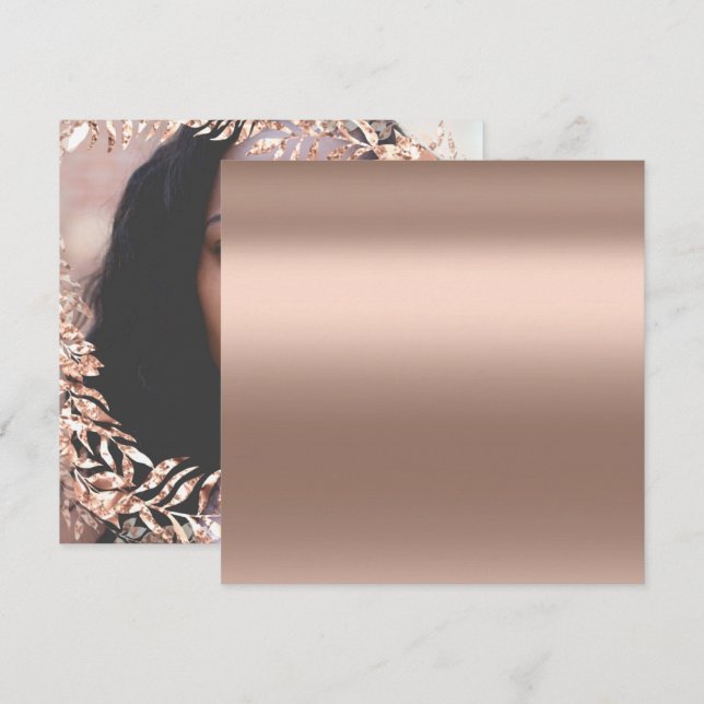 Invitation Photo d'anniversaire Cadre Floral Rose Or Royal (Devant / Derrière)