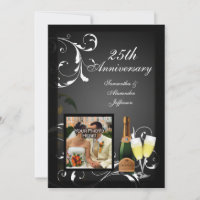 Photo d'anniversaire Champagne Argent Noir et Blan