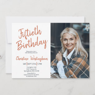 Invitation Photo d'anniversaire cinquantième Rustique Boho Sc