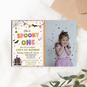 Invitation Photo d'anniversaire coloré et effrayant d'Hallowe