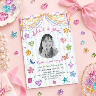 Invitation photo d'anniversaire Colorée Elle est u