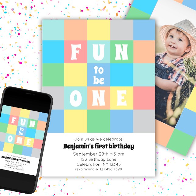 Invitation photo d'anniversaire colorée et amusant (Créateur téléchargé)