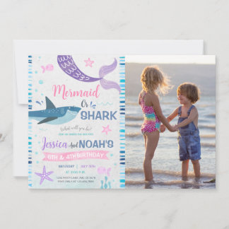 Invitation Photo d'anniversaire conjointe de la Sirène et du