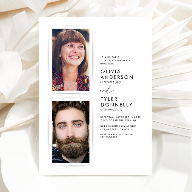 Invitation Photo d'anniversaire conjointe minimaliste (Créateur téléchargé)