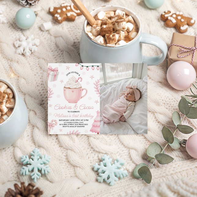 Invitation photo d'anniversaire Cookies & Cocoa (Créateur téléchargé)