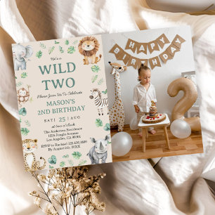 Invitation Photo d'anniversaire d'animaux sauvages de safari 