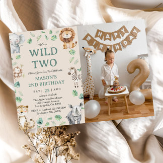 Invitation Photo d'anniversaire d'animaux sauvages de safari